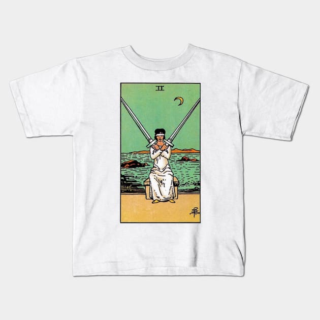 Two of Swords Tarot Kids T-Shirt by Phantastique